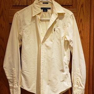 Classic Fit Striped Yellow Button Up